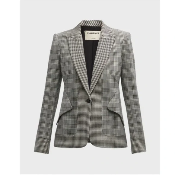 L'AGENCE Chamberlain Plaid & Houndstooth Blazer - Picture 6 of 11